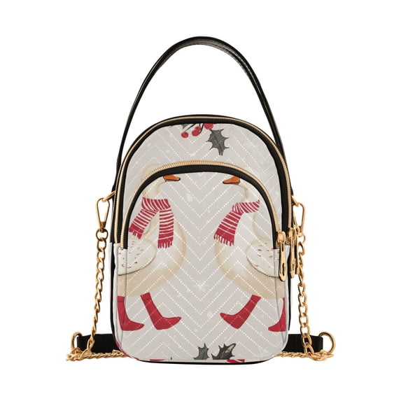 FORMRS Crossbody Bag for Women Quilted Travel Shoulder Cell Phone Purse with Chain Strap Handbag, Winter Geese