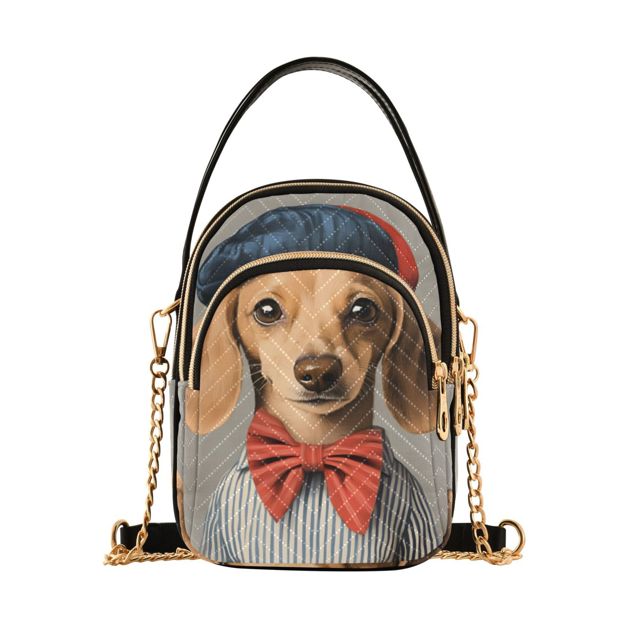 FORMRS Crossbody Bag for Women Quilted Travel Shoulder Cell Phone Purse with Chain Strap Handbag, Yellow Dog Artist