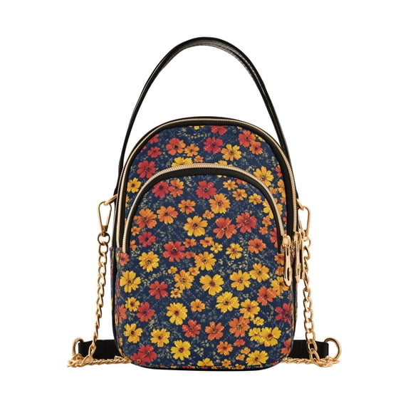 FORMRS Crossbody Bag for Women Quilted Travel Shoulder Cell Phone Purse with Chain Strap Handbag, Yellow Floral