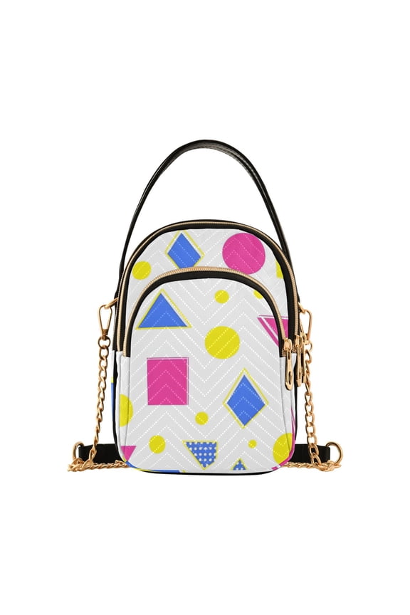 Crossbody Bag for Women Quilted Travel Shoulder Cell Phone Purse with Chain Strap Handbag, Yellow Retro Round