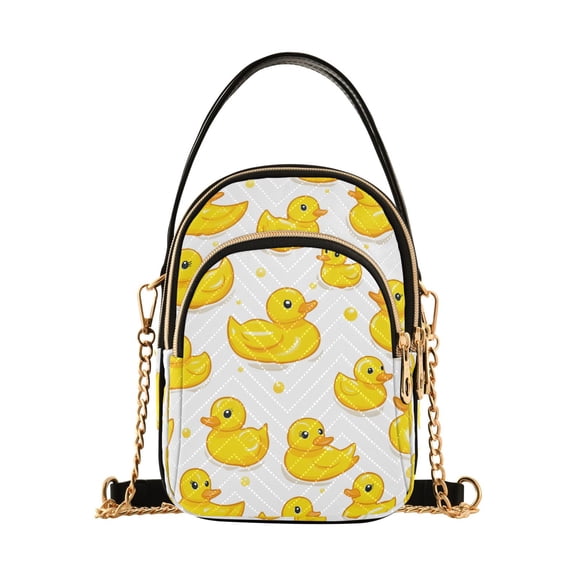 FORMRS Crossbody Bag for Women Quilted Travel Shoulder Cell Phone Purse with Chain Strap Handbag, Yellow Rubber Ducks
