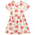 thumbnail image 1 of FORMRS Girls Short Sleeve Dress Summer Casual Round Neck A-line Beach Sundress, Sizes 2T-8T, Apple Plaid Pattern, 1 of 8