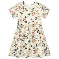 thumbnail image 1 of FORMRS Girls Short Sleeve Dress Summer Casual Round Neck A-line Beach Sundress, Sizes 2T-8T, Beige Leaves Plaid, 1 of 8