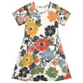 thumbnail image 1 of FORMRS Girls Short Sleeve Dress Summer Casual Round Neck A-line Beach Sundress, Sizes 2T-8T, Black Flowers Pattern, 1 of 8