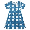 thumbnail image 1 of FORMRS Girls Short Sleeve Dress Summer Casual Round Neck A-line Beach Sundress, Sizes 2T-8T, Blue Polar Bear, 1 of 8
