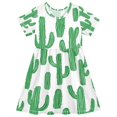thumbnail image 1 of FORMRS Girls Short Sleeve Dress Summer Casual Round Neck A-line Beach Sundress, Sizes 2T-8T, Cactus Pattern, 1 of 8