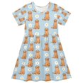 thumbnail image 1 of FORMRS Girls Short Sleeve Dress Summer Casual Round Neck A-line Beach Sundress, Sizes 2T-8T, Cartoon Floral Dog Pattern, 1 of 8
