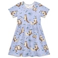 thumbnail image 1 of FORMRS Girls Short Sleeve Dress Summer Casual Round Neck A-line Beach Sundress, Sizes 2T-8T, Cartoon Otters Pattern, 1 of 8