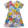 thumbnail image 1 of FORMRS Girls Short Sleeve Dress Summer Casual Round Neck A-line Beach Sundress, Sizes 2T-8T, Floral Fiesta, 1 of 8