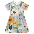 thumbnail image 1 of FORMRS Girls Short Sleeve Dress Summer Casual Round Neck A-line Beach Sundress, Sizes 2T-8T, Green Floral Pattern, 1 of 8