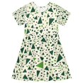 thumbnail image 1 of FORMRS Girls Short Sleeve Dress Summer Casual Round Neck A-line Beach Sundress, Sizes 2T-8T, Green Triangles Pattern, 1 of 8