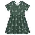 thumbnail image 1 of FORMRS Girls Short Sleeve Dress Summer Casual Round Neck A-line Beach Sundress, Sizes 2T-8T, New Year Tree Pattern, 1 of 8