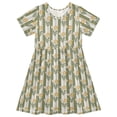 thumbnail image 1 of FORMRS Girls Short Sleeve Dress Summer Casual Round Neck A-line Beach Sundress, Sizes 2T-8T, Olive Green Flowers, 1 of 8
