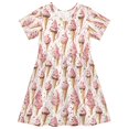 thumbnail image 1 of FORMRS Girls Short Sleeve Dress Summer Casual Round Neck A-line Beach Sundress, Sizes 2T-8T, Pink Ice Cream Pattern, 1 of 8