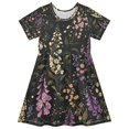 thumbnail image 1 of FORMRS Girls Short Sleeve Dress Summer Casual Round Neck A-line Beach Sundress, Sizes 2T-8T, Purple Floral Pattern, 1 of 8