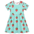 thumbnail image 1 of FORMRS Girls Short Sleeve Dress Summer Casual Round Neck A-line Beach Sundress, Sizes 2T-8T, Strawberry Pattern, 1 of 8