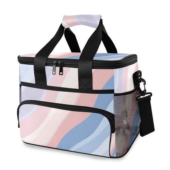FORMRS Insulated Cooler Bag 24 Cans Capacity Soft Leakproof Lunch Box with Side Pockets, Abstract Blue