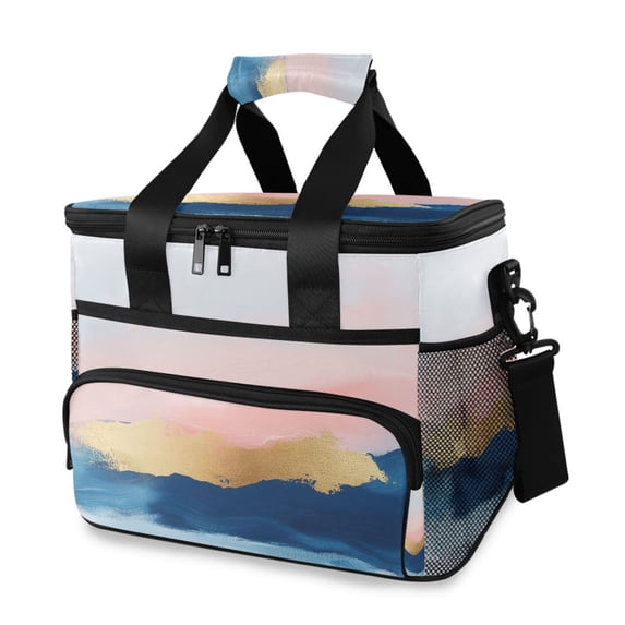 FORMRS Insulated Cooler Bag 24 Cans Capacity Soft Leakproof Lunch Box with Side Pockets, Abstract Painting