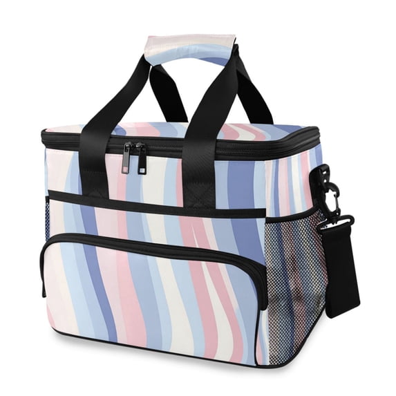 FORMRS Insulated Cooler Bag 24 Cans Capacity Soft Leakproof Lunch Box with Side Pockets, Abstract Pink