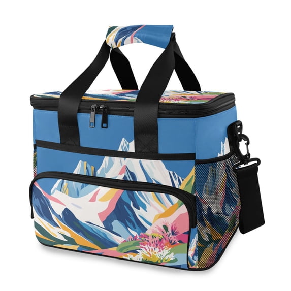 FORMRS Insulated Cooler Bag 24 Cans Capacity Soft Leakproof Lunch Box with Side Pockets, Abstract Snow Mountain