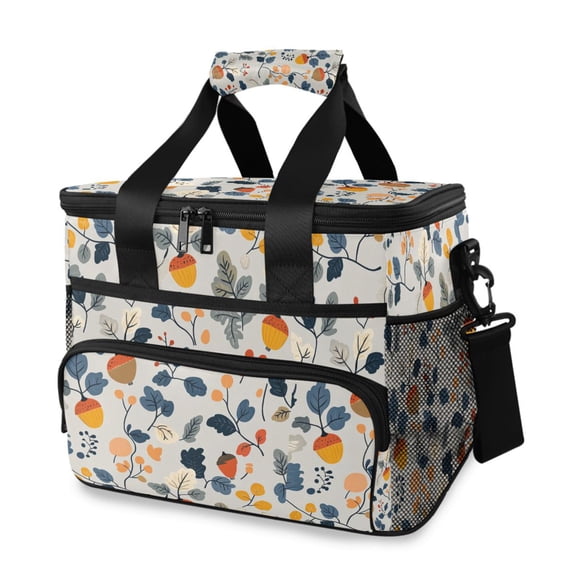 FORMRS Insulated Cooler Bag 24 Cans Capacity Soft Leakproof Lunch Box with Side Pockets, Acorn Leaves Pattern