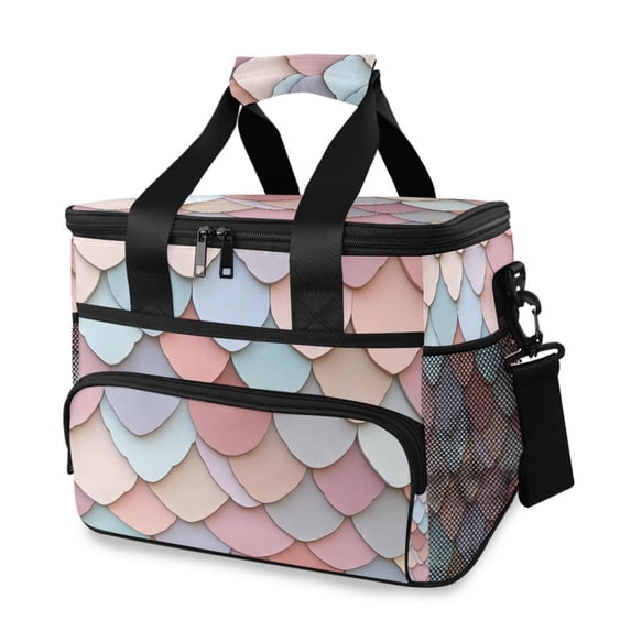 FORMRS Insulated Cooler Bag 24 Cans Capacity Soft Leakproof Lunch Box with Side Pockets, Art Pattern