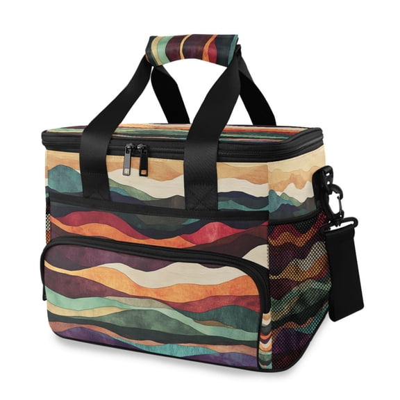 FORMRS Insulated Cooler Bag 24 Cans Capacity Soft Leakproof Lunch Box with Side Pockets, Artistic Desert Pattern