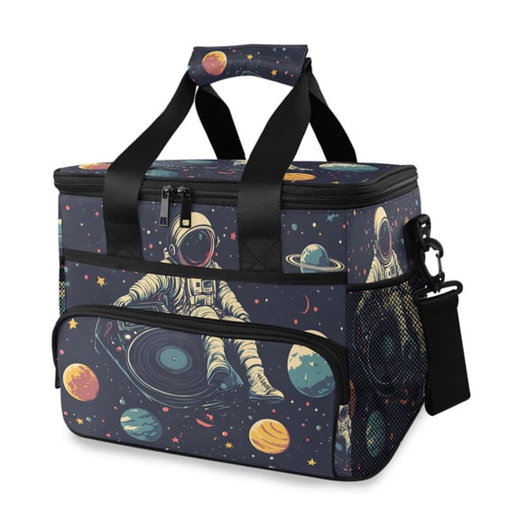 FORMRS Insulated Cooler Bag 24 Cans Capacity Soft Leakproof Lunch Box with Side Pockets, Astronaut Space