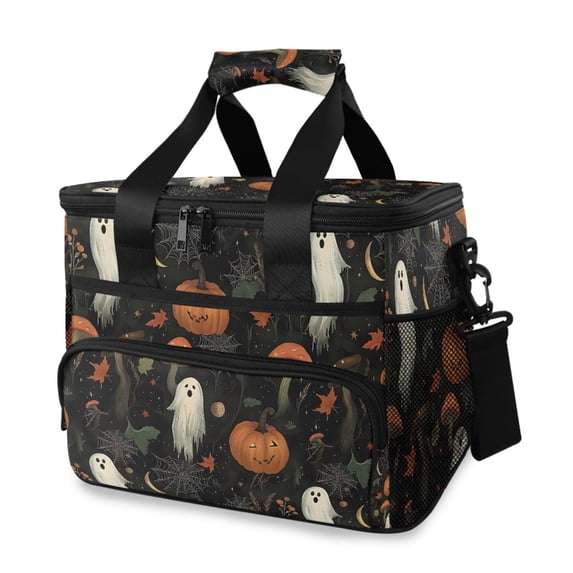 FORMRS Insulated Cooler Bag 24 Cans Capacity Soft Leakproof Lunch Box with Side Pockets, Autumn Ghost Pattern