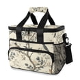 thumbnail image 1 of FORMRS Insulated Cooler Bag 24 Cans Capacity Soft Leakproof Lunch Box with Side Pockets, Beige Birds, 1 of 7