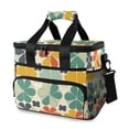 thumbnail image 1 of FORMRS Insulated Cooler Bag 24 Cans Capacity Soft Leakproof Lunch Box with Side Pockets, Beige Clover Pattern, 1 of 7