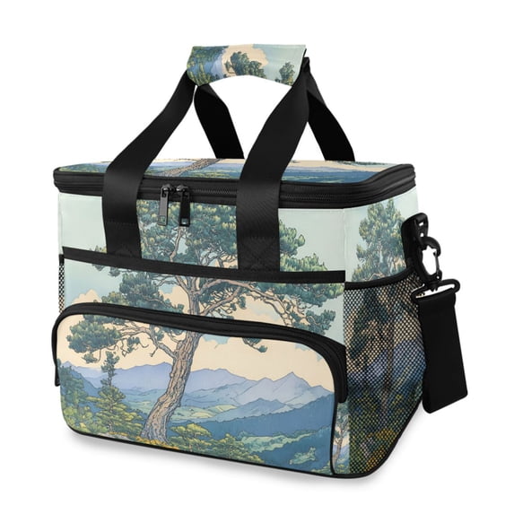FORMRS Insulated Cooler Bag 24 Cans Capacity Soft Leakproof Lunch Box with Side Pockets, Beige Mountain
