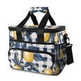 thumbnail image 1 of FORMRS Insulated Cooler Bag 24 Cans Capacity Soft Leakproof Lunch Box with Side Pockets, Beige Plaid Lemon, 1 of 7