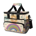 thumbnail image 1 of FORMRS Insulated Cooler Bag 24 Cans Capacity Soft Leakproof Lunch Box with Side Pockets, Beige Rainbow, 1 of 7