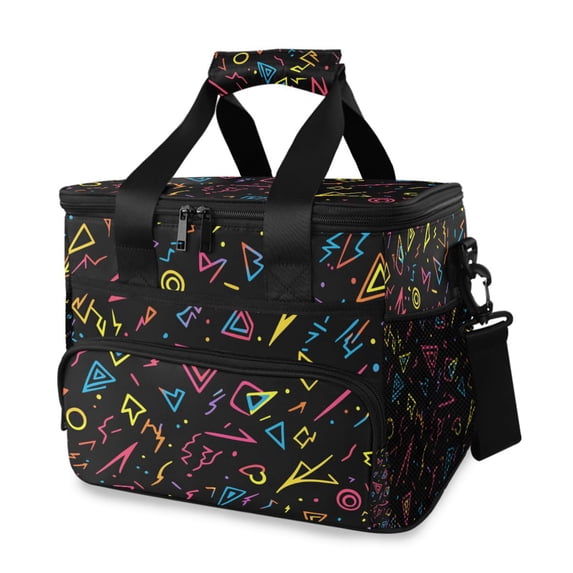 FORMRS Insulated Cooler Bag 24 Cans Capacity Soft Leakproof Lunch Box with Side Pockets, Black Neon Lightning