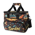 thumbnail image 1 of FORMRS Insulated Cooler Bag 24 Cans Capacity Soft Leakproof Lunch Box with Side Pockets, Black Sardines Pattern, 1 of 7