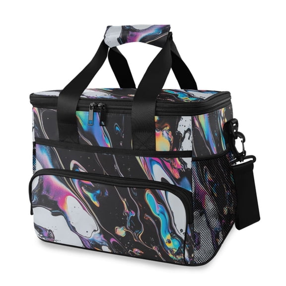 FORMRS Insulated Cooler Bag 24 Cans Capacity Soft Leakproof Lunch Box with Side Pockets, Black