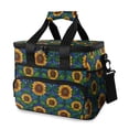 thumbnail image 1 of FORMRS Insulated Cooler Bag 24 Cans Capacity Soft Leakproof Lunch Box with Side Pockets, Blue Art Sunflowers, 1 of 7