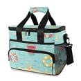thumbnail image 1 of FORMRS Insulated Cooler Bag 24 Cans Capacity Soft Leakproof Lunch Box with Side Pockets, Blue Beach Pattern, 1 of 7