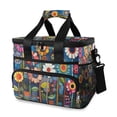 thumbnail image 1 of FORMRS Insulated Cooler Bag 24 Cans Capacity Soft Leakproof Lunch Box with Side Pockets, Blue Colorful Flowers, 1 of 7