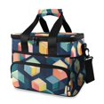 thumbnail image 1 of FORMRS Insulated Cooler Bag 24 Cans Capacity Soft Leakproof Lunch Box with Side Pockets, Blue Cubes, 1 of 7