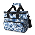 thumbnail image 1 of FORMRS Insulated Cooler Bag 24 Cans Capacity Soft Leakproof Lunch Box with Side Pockets, Blue Floral Pattern, 1 of 7