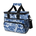 thumbnail image 1 of FORMRS Insulated Cooler Bag 24 Cans Capacity Soft Leakproof Lunch Box with Side Pockets, Blue Garden Pattern, 1 of 7