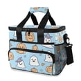 thumbnail image 1 of FORMRS Insulated Cooler Bag 24 Cans Capacity Soft Leakproof Lunch Box with Side Pockets, Blue Halloween Ghosts, 1 of 7