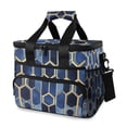 thumbnail image 1 of FORMRS Insulated Cooler Bag 24 Cans Capacity Soft Leakproof Lunch Box with Side Pockets, Blue Hexagon Pattern, 1 of 7