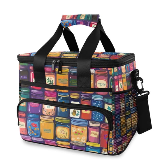 FORMRS Insulated Cooler Bag 24 Cans Capacity Soft Leakproof Lunch Box with Side Pockets, Blue Jam