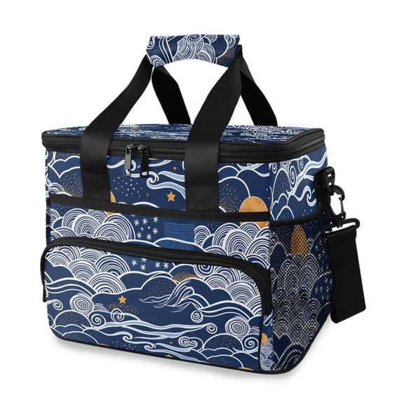 FORMRS Insulated Cooler Bag 24 Cans Capacity Soft Leakproof Lunch Box with Side Pockets, Blue Night Sky