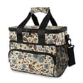 thumbnail image 1 of FORMRS Insulated Cooler Bag 24 Cans Capacity Soft Leakproof Lunch Box with Side Pockets, Brown Bird Floral Pattern, 1 of 7