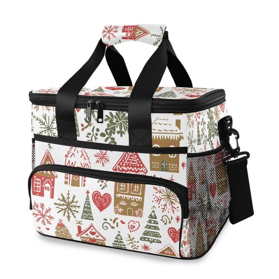 FORMRS Insulated Cooler Bag 24 Cans Capacity Soft Leakproof Lunch Box with Side Pockets, Brown Nordic Christmas House
