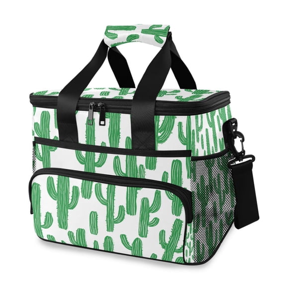 FORMRS Insulated Cooler Bag 24 Cans Capacity Soft Leakproof Lunch Box with Side Pockets, Cactus Pattern